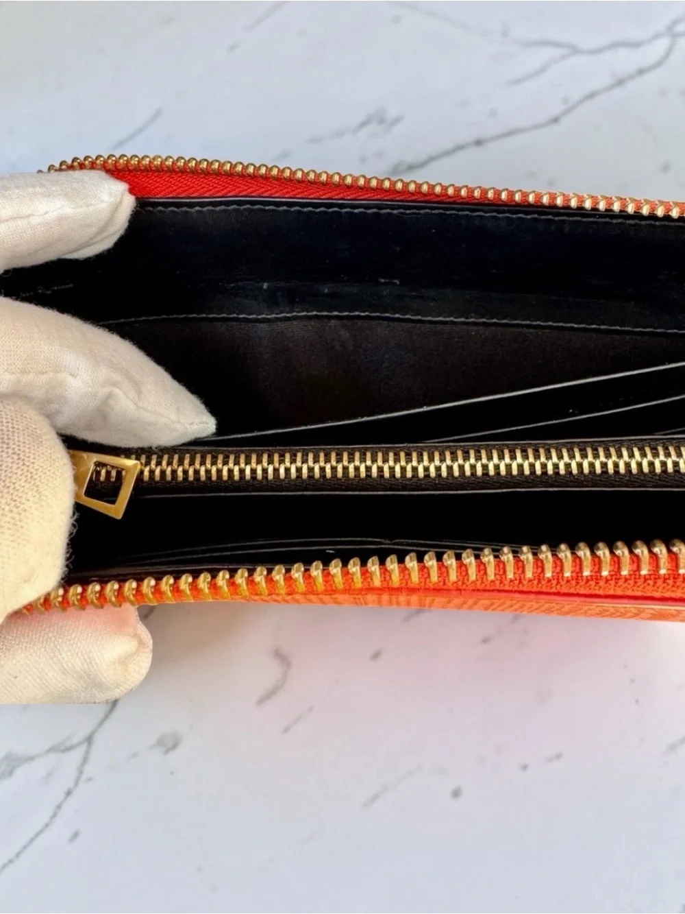 RARE Loewe Coral Orange Zip-Around Wallet